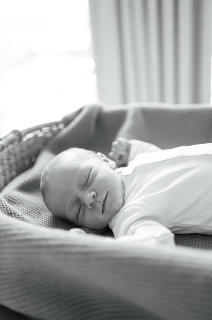 at home newborn session - portrait of baby