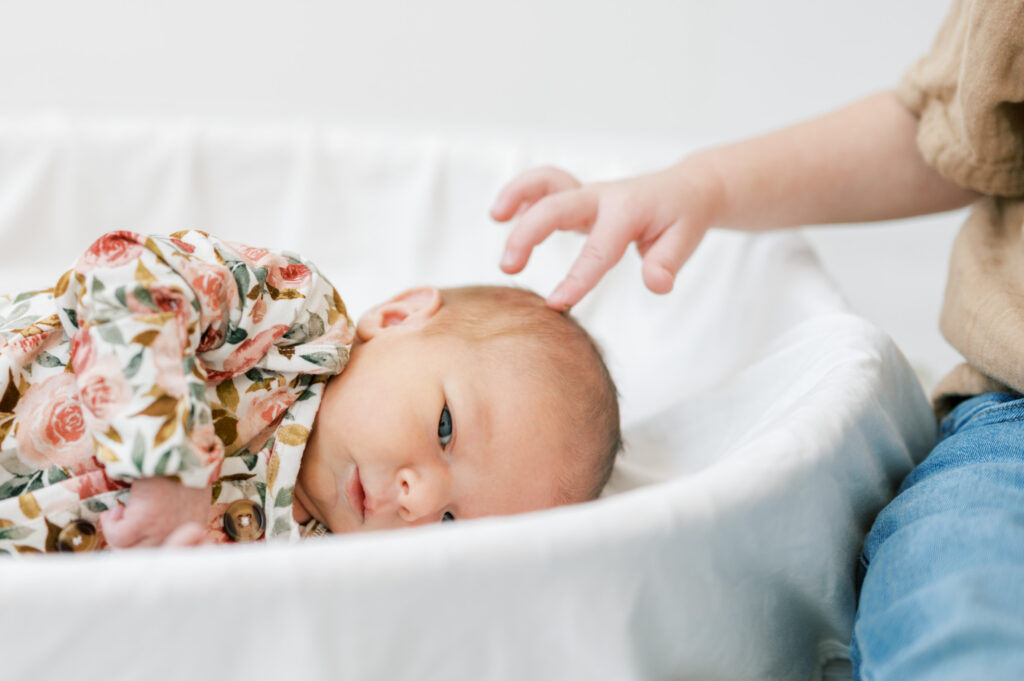 studio newborn photos in fort worth with sibling
