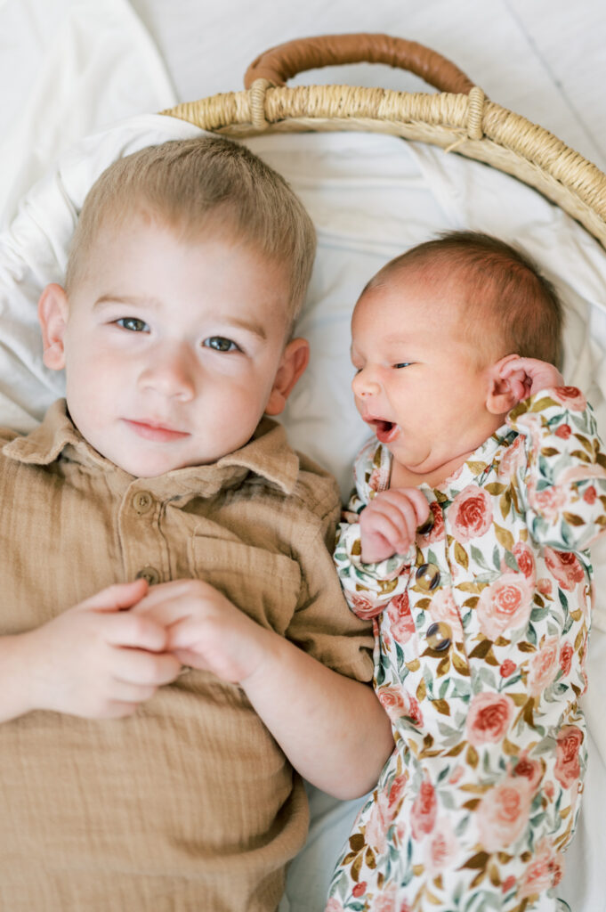 studio newborn photos in fort worth with siblings