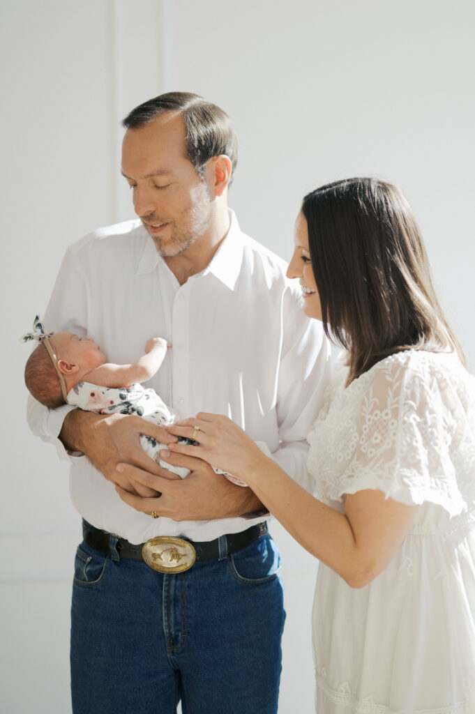 lifestyle newborn photos in Willow Park studio