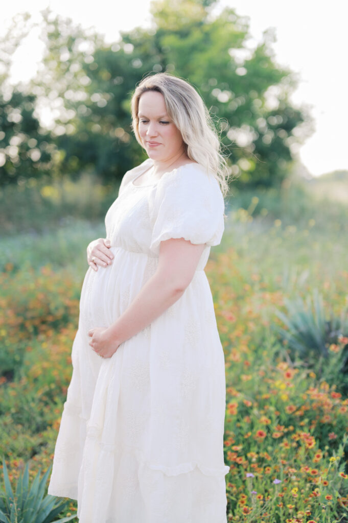 maternity portrait in spring fort worth