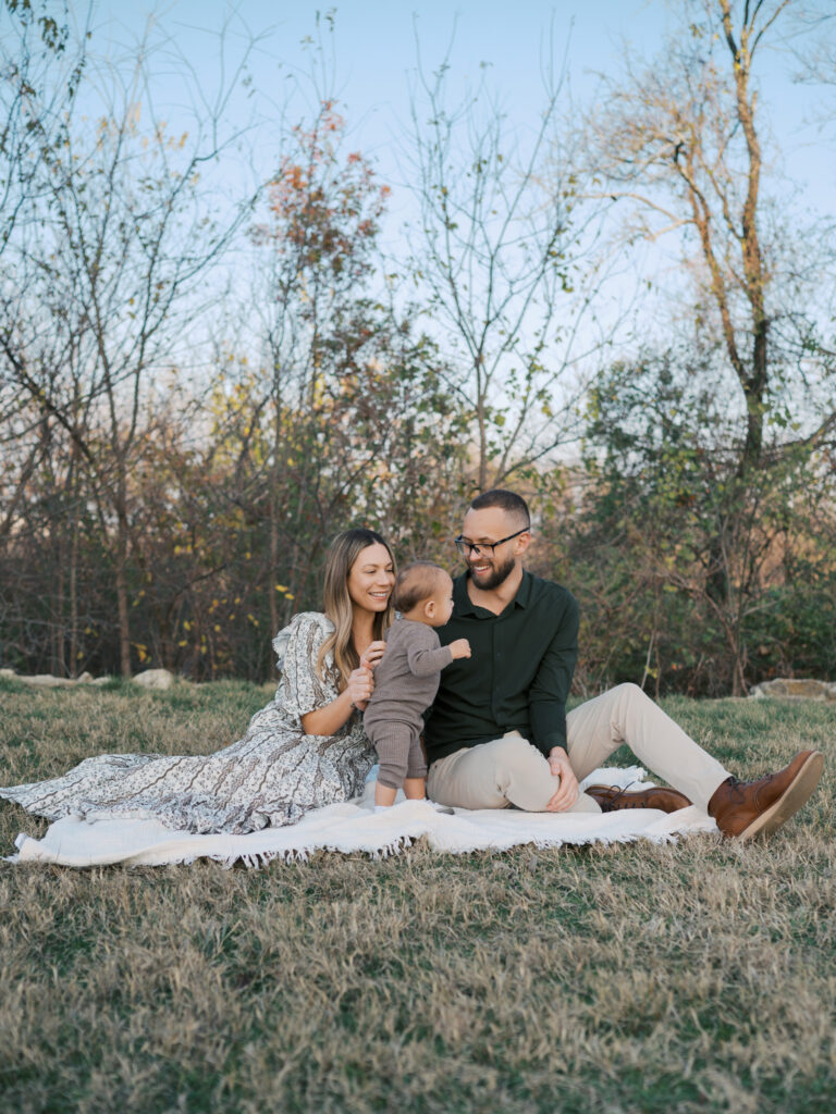 fort worth fall family photos of a family of three