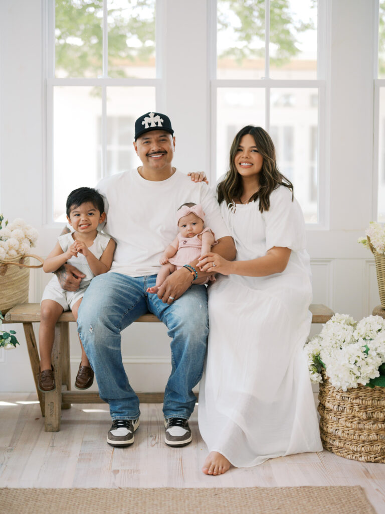 family of four portrait during newborn photos