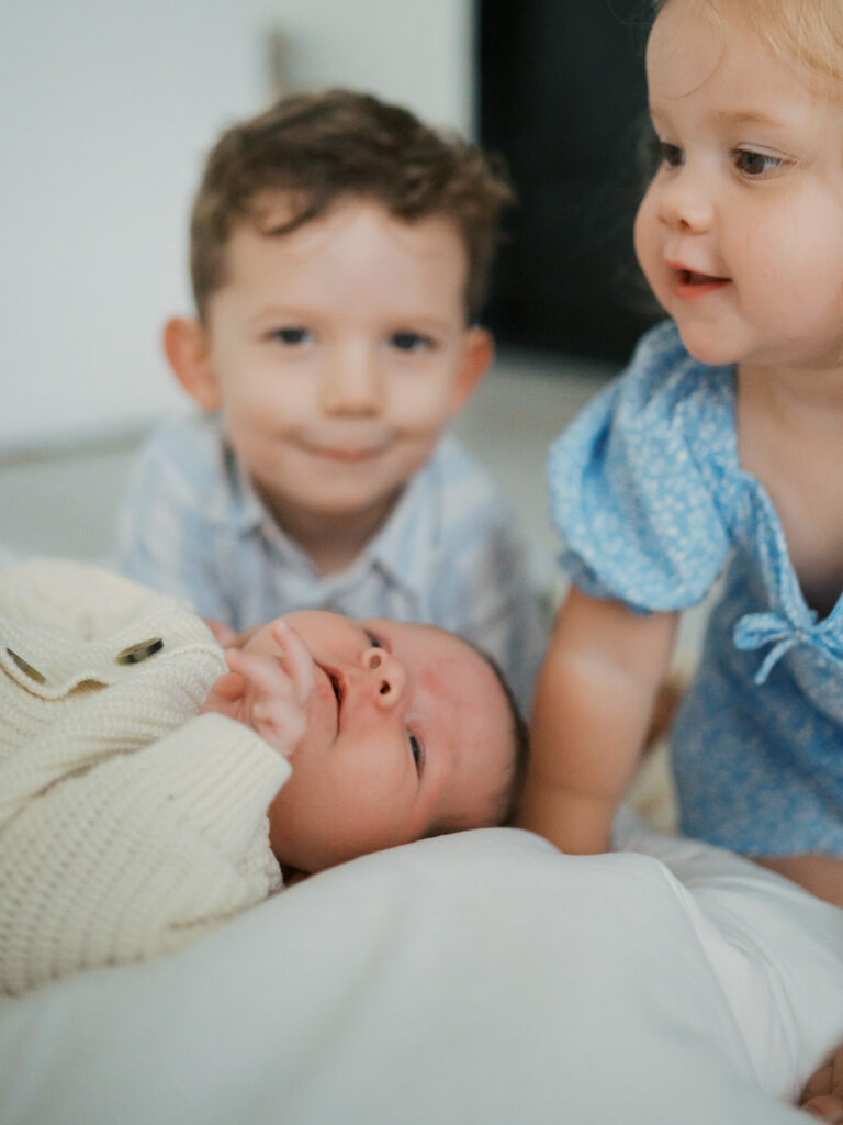 fort worth studio newborn session with siblings family of five