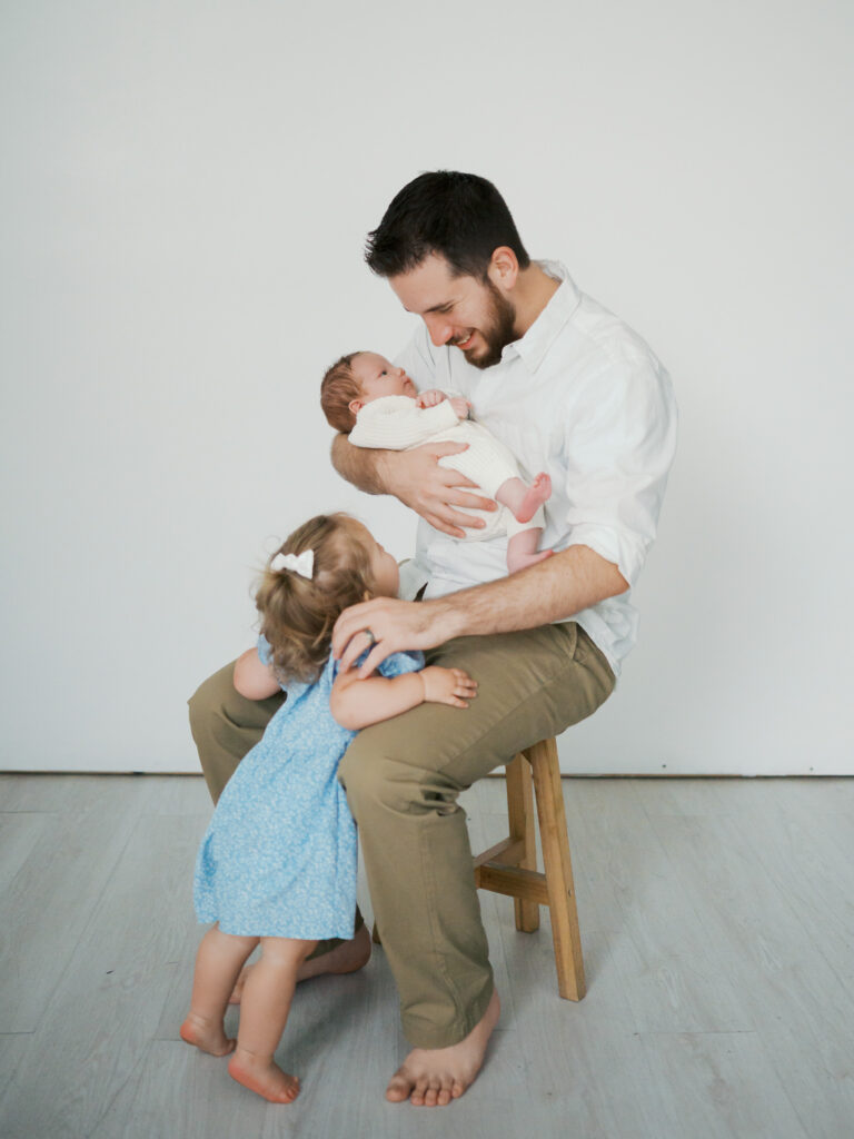 fort worth studio newborn session with siblings family of five