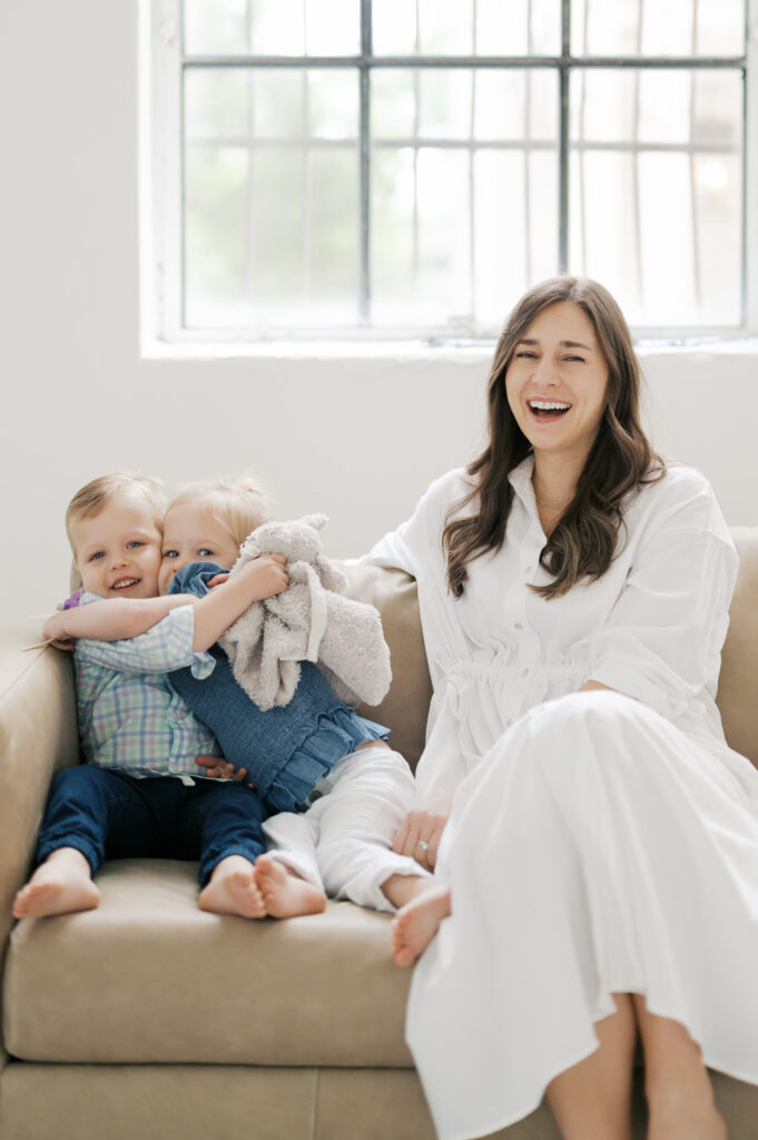 motherhood photos in studio fort worth with twins
