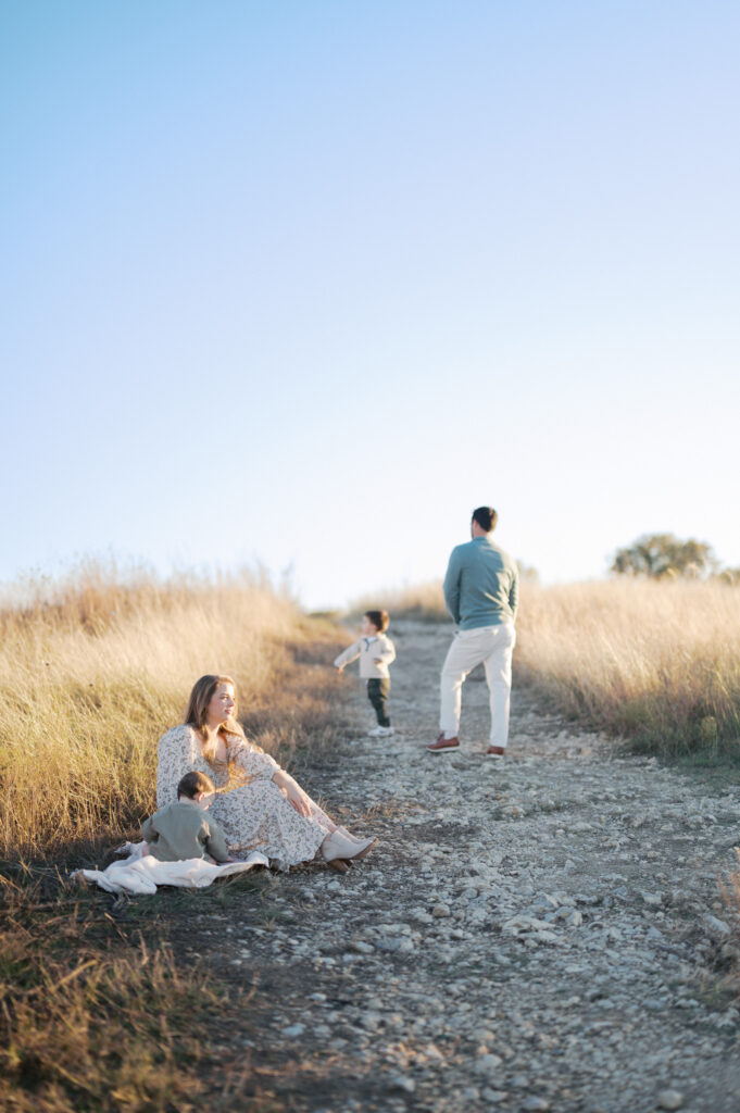 family of four outdoors in fort worth