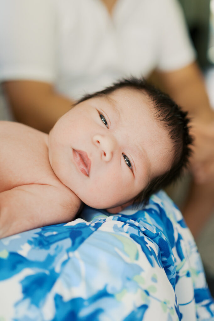 baby looks at camera during photos