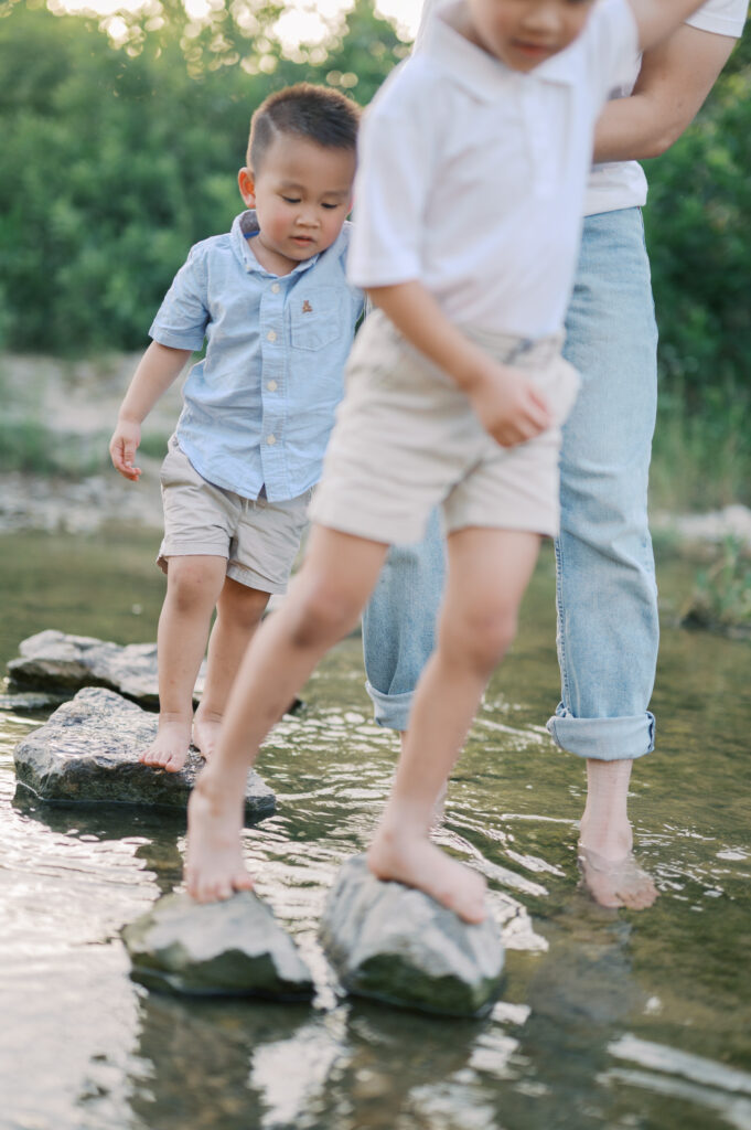 fort worth family photography session by a creek
