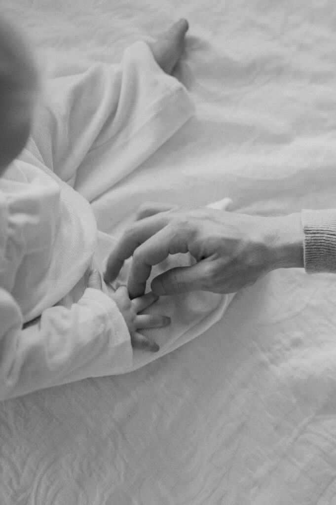 detail photo of a family in black and white